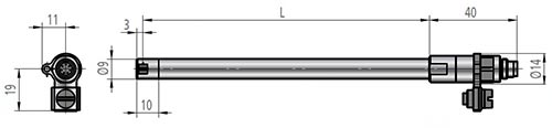 Bemaßung zu Thermopile-Strömungssesnor SS 23.400
