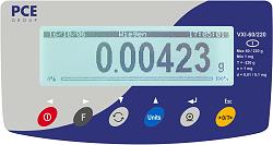 Das grosse LCD-Display der Analysenwaage (mit Kapazit�tsband)