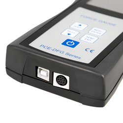Anschlüsse des digitalen Kraftmessers PCE-DFG 500 (USB 2.0 und RS232)