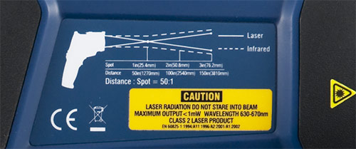 Das Messfleckverh�ltniss vom Infrarot - Video - Thermometer PCE-IVT 1.