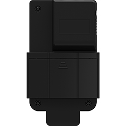 Rckansicht und Batteriefach vom iPhone Laser-Entfernungsmesser. 