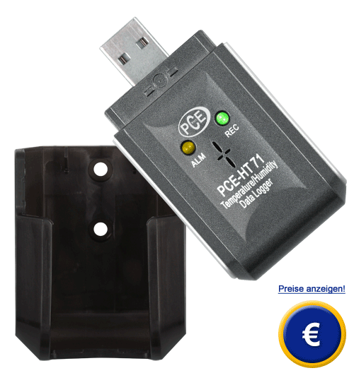 Klimalogger PCE-HT 71 mit Wandhalterung