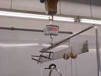 H�ngewaage mit Tauchgestell in der Galvanik