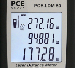 Das gut ablesbare Display vom Lasermessger�t PCE-LDM 50.