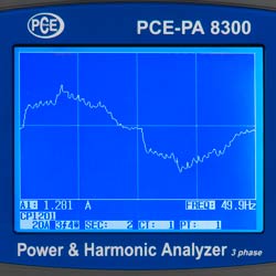 Hier das Display von dem Leistungs- und Netzstranalysator PCE-PA 8300.
