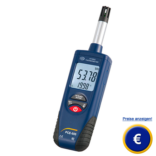 Hier sehen Sie das Luftfeuchtigkeitsmessger�t PCE-555 in gro�