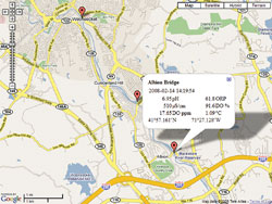 Die Anzeige der Messorte vom Multiparameter-Handmessgert ber Google Maps