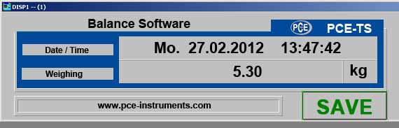 Die optional zur Paketwaage erh�ltliche Software zeigt immer W�gedaten, Datum und Uhrzeit an.