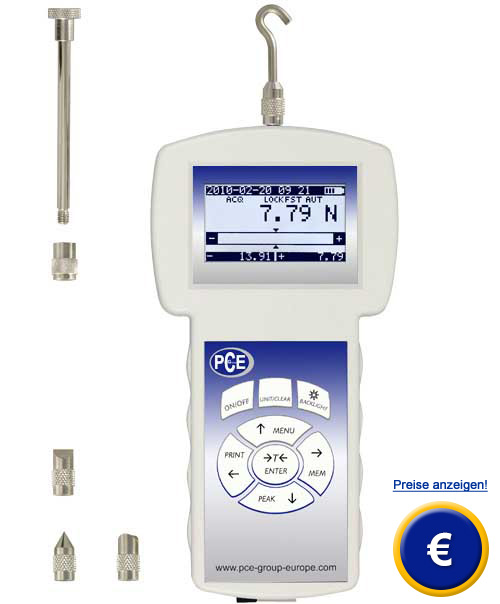 przisions Druckkraftmesser mit interner Kraftmessdose der PCE-FG - Serie fr Zug und Druckmessung