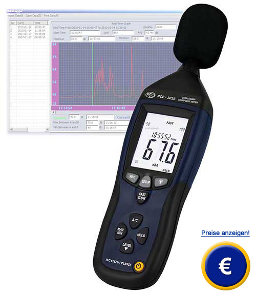 Schallmessgerät PCE-322 A mit Datenspeicher und Software