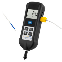 Tachometer-Stroboskop PCE-T 260 mit angeschlossenem Temperaturfhler Typ K