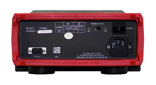 R�ckseite vom Tischmultimeter PCE-UT803