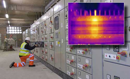Die W�rmebildkamera im Einsatz im Bereich Elektro.