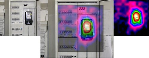 Anwendungsbild in der Elektrotechnik mit der W&auml;rmebildkamera PCE-TC 2