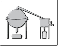Destilliertechnik bei der Herstellung von Kosumgtern