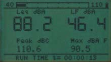 Displayanzeige vom Lärmpegelmessgerät CR-260