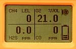 Gasmessgerät TETRA-Mini in der Draufsicht / LCD-Display
