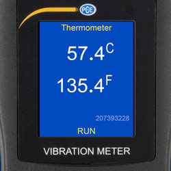 Temperaturanzeige beim Vibrationsmesser PCE-VM 22