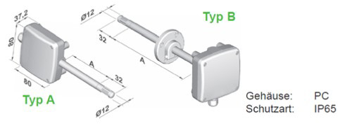 Abmessungen Temperatur-Messumformer EE 21