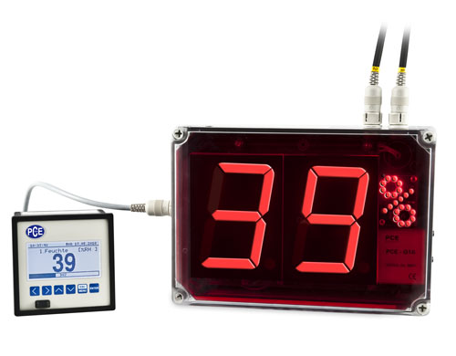 Anwendung Groanzeige fr Temperatur und relative Feuchte mit Analogausgang 4-20 mA PCE-G1A