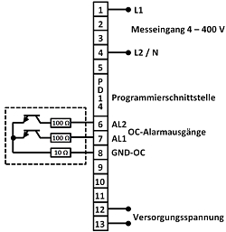 Anschlussplan zu der Spannungsanzeige