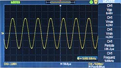 Sinussignal auf dem 2-Kanal Speicheroszilloskop PCE-SDS 10xx Serie