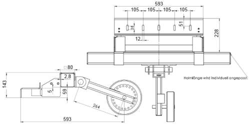 Abmessungen der gnstigen Bandwaage PCE-BWS 1