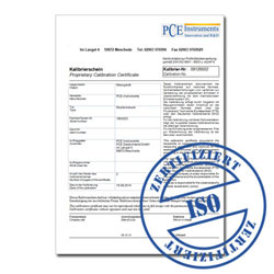 ISO Kalibrierzertifikat für Härteprüfer PCE-900 nach Leeb