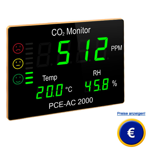 Hier finden Sie weitere Informationen zum CO2-Indikator PCE-AC 2000