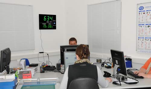 Das CO2-Messgerät PCE-AC 4000 im Büro