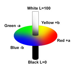 Hier sehen Sie den CIE-LAB Farbraum von dem Colorimeter.