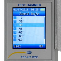 Einstellung des Aufprallwinkels auf dem Display vom digitalen Betonprfhammer