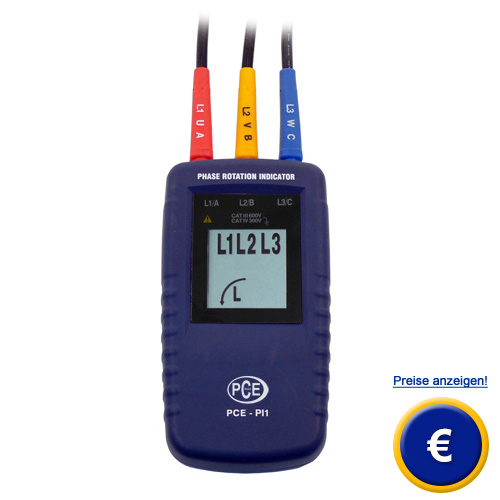 Hier weitere Informationen zum Drehfeldrichtungsanzeiger PCE-PI1