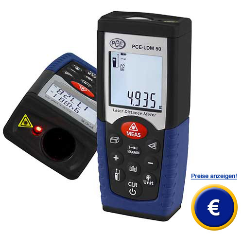 Entfernungsmessger�t PCE-LDM 50 mit vielen Funktionen.
