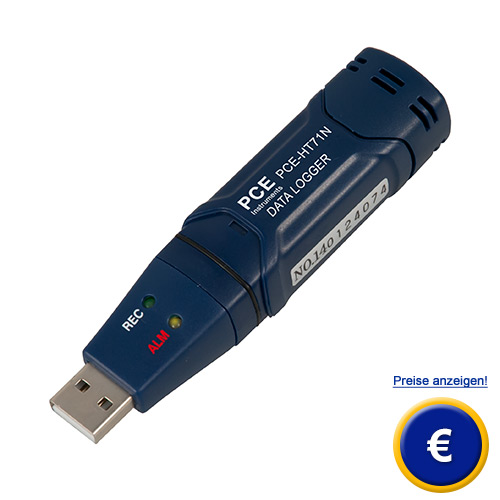 Das Feuchtemessgeraet PCE-HT71 mit Alarmindikation
