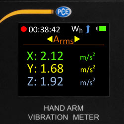 Display vom Hand-Arm-Schwingungsmesser PCE-HAV 100