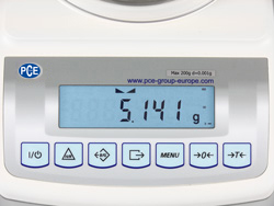 Das hochauflsende Display der Przisionswaage PCE-BT 200