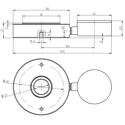 Abmessungen zum Produkt "Hydraulisches Kraft-Messgert PCE-HFG Serie"