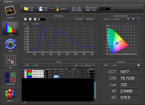 Software vom LED Hand-Spektrometer MK350N PLUS
