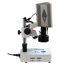 Die Seitenansicht vom mechanischen 3D-Mikroskop PCE-IVM 3D