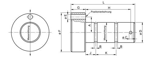 Technische Zeichnung vom Messbolzen KMB-Serie