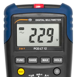 Displayansicht bei dem Netzwerk-Multimeter PCE-LT 12