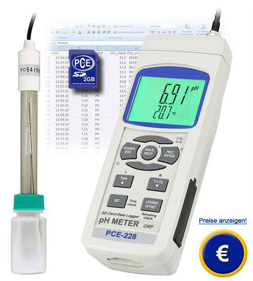 Das ph-Meter PCE-228 inkl. ph-Elektrode PE-03