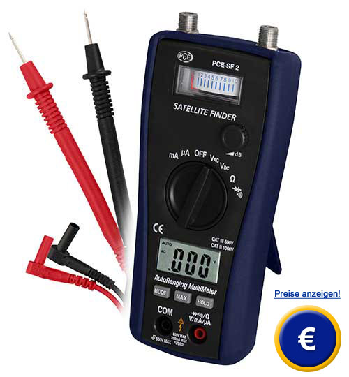 Mobiler Satellitenfinder mit Multimeter Funktion