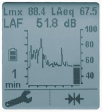 Hier sehen Sie das Grafikdisplay vom Schallpegelmessgert CEL-246