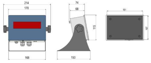 Abmessungen des Displays der Schwerlast Wiegemodule - Silowaage der KCPN-DGT20 Serie