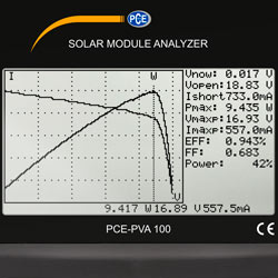 Display vom Solarmodul Tester PCE-PVA 100