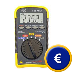 Taschenmultimeter PCE-PMM1 mit automatischer Bereichswahl.