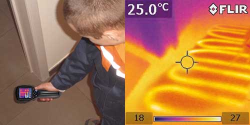 Anwendungsbeispiel der Thermografie-Kamera Flir i3 / i5 / i7 bei der berprfung einer Fussbodenheizung