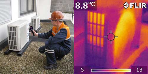 Die Thermografie Kamera Flir i3 / i5 / i7 bei der berprfung eines Klimagertes